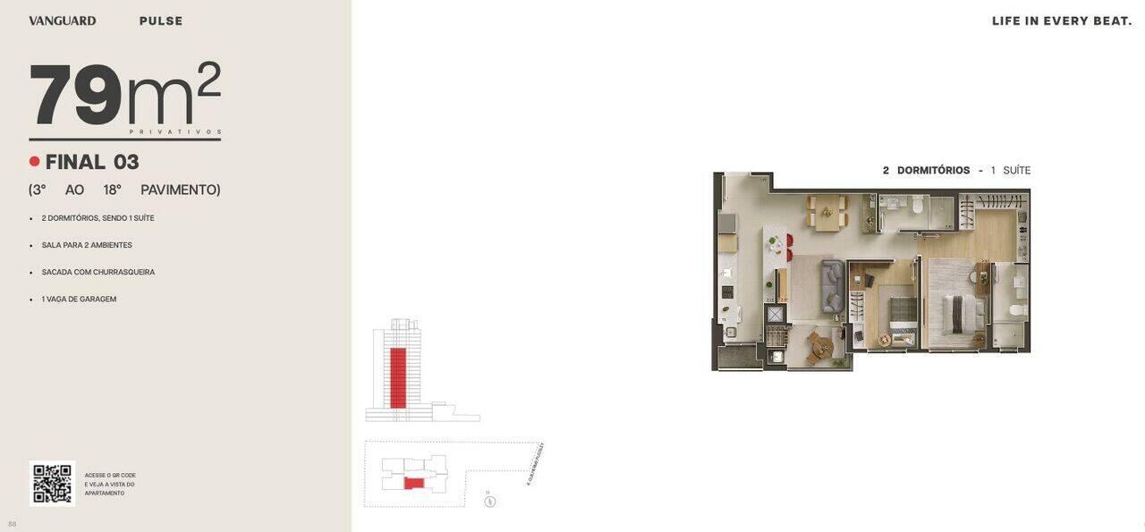 REVENDA - Apartamento com 2 dormitórios e 2 vagas à venda, 79 m² por R$ 1.120.000 - Água Verde - Curitiba/PR - foto 2
